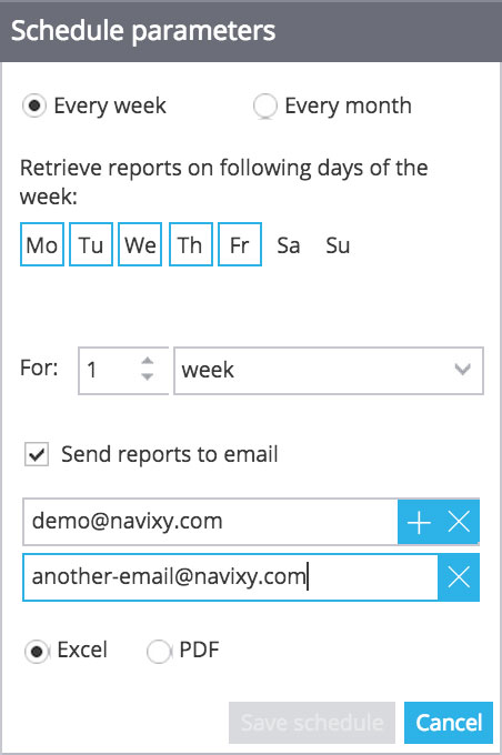 Schedule reports